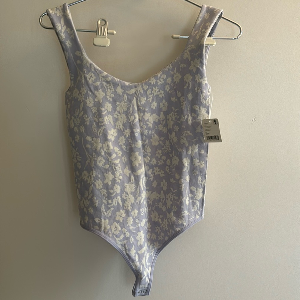 Free People Lavender Floral Bodysuit